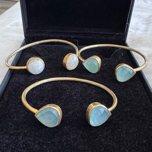 Gold and Aqua Stone Bracelet Set